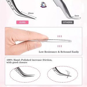 Ensemble de pinces à cils en acier inoxydable Ryzer Studio, 1 pièce, pointe incurvée et pointue, outils de beauté pour extensions de cils, maquillage et outils - Product Image 2