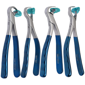Pinces d'extraction dentaire moléaires atraumatiques, lot de 4 pièces, série standard avec embouts en silicone, en acier inoxydable, Dental Physiks - Product Image 3