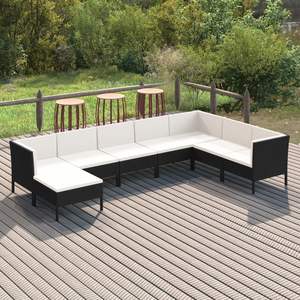 Grand ensemble de salon de jardin modulaire contemporain en rotin PE noir, mobilier d'extérieur moderne - Product Image 1
