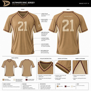 เสื้อทีมกีฬาโพลีเอสเตอร์แห้งเร็วแบบซับลิเมชั่นสั่งทำหมายเลข 21 รุ่น Ultimate Disc Jersey ขายส่ง - Product Image 5
