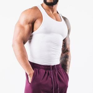 Wholesale High Quality Plain Color Customized Logo Rib Fabric Spandex Cotton Collar Sports <b>Singlets</b> <b>Men</b> Vest O Neck <b>Men</b> Tank Top - Product Image 6
