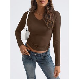 Vestidos Casuales de Moda para Mujer, Estilo Reina, Otoño 2025, Camisas de Manga Larga, Tops Cortos con Cuello en V, Ajustados, Bonitos, Básicos Y2K - Product Image 2