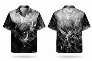 Camisas de Vestir Transpirables para Hombre, Estilo Urbano, Diseño Artístico Personalizado con Estampado de Alas de Ángel, Manga Corta, a la Moda, Elegantes, Venta al por Mayor - Product Image 2