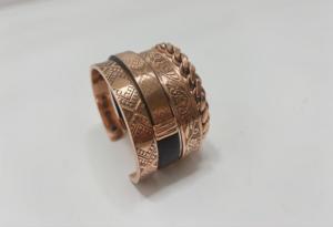 Bracelet manchette en cuivre artisanal martelé torsadé réglable style bohème pour fête, mode unisexe, cadeau - Product Image 2