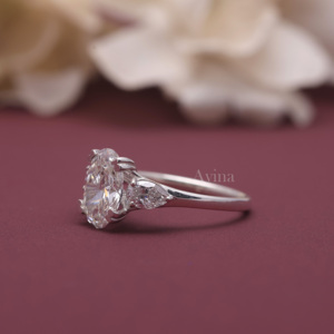 IGI Certified Lab Grown Oval <b>Diamond</b> Three Stone Engagement <b>Ring</b> 14K White /Rose And Yellow Gold Oval Cut <b>Diamond</b> <b>Ring</b> for Women - Product Image 4