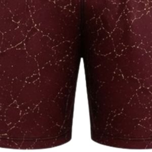 Shorts d'entraînement athlétiques à imprimé marbré bordeaux et or avec taille élastique, légers, respirants, pour le sport, la gym et la performance - Product Image 3