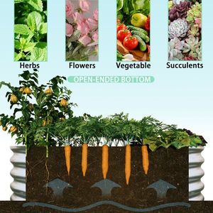Kit de jardinière surélevée galvanisée 4x2x1 pieds, bac à plantes ovale en métal pour la culture de légumes en extérieur - Product Image 5