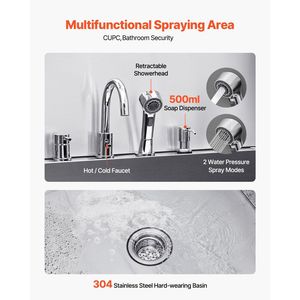 Stazione di lavaggio per cani con rampa antiscivolo a bassa pendenza da 61 pollici, in acciaio inossidabile 304, con cassetto portaoggetti e rubinetto acqua calda e fredda per la pulizia e il bagno degli animali domestici - Product Image 5