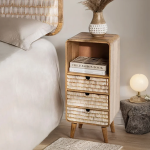 Mesita de Noche de Madera Hecha a Mano con Cajón de Almacenamiento – Mesita de Noche Minimalista para Decoración Moderna de Dormitorio, Decoración Elegante para Dormitorio - Product Image 1