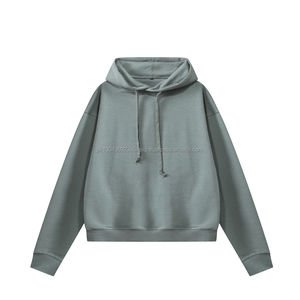 เสื้อฮู้ดผ้าฝ้าย100% พิมพ์ลายพัฟโลโก้ตามสั่งเสื้อสวมหัวสำหรับผู้ชายสไตล์สตรีทแวร์ไม่มีลายเรียบ - Product Image 2