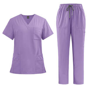 Nouvel ensemble de blouses médicales à col en V, style fendu, uniforme de soins de santé avec pantalon droit et poches pour infirmières et médecins - Product Image 1