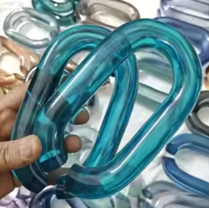 Acrylic Resin Link Chain Pendant <b>Chunky</b> Hollow <b>Ring</b> Handcrafted Decorative Ornament for Birthday Home Display - Product Image 4