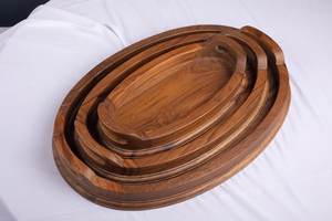 Plateau de service personnalisable en bois d'acacia naturel de grande taille avec poignée pour la décoration de la maison, les réceptions, le petit-déjeuner, la table à café - Product Image 2