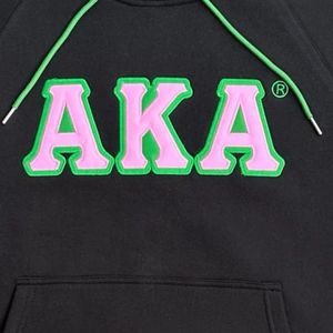 Sudadera con Capucha AKA Premium, Color Negro, Verde y Rosa, Unisex, Sudadera con Letras Bordadas, Estilo Casual, Ropa Griega de Moda - Product Image 3