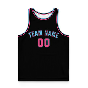 Maillot de basketball personnalisé noir, rose, bleu, sublimé, débardeur unisexe, anti-transpiration, coupe régulière pour adulte, nom de l'équipe 00 - Product Image 2