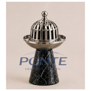 Quemador de incienso de mármol, quemador de bakhoor de metal, estilo árabe, mubkhar moderno, difusor de oud de piedra natural, incensario para regalo de Ramadán y Eid. - Product Image 1