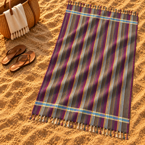 Serviette Kikoy 100% coton biologique avec rayures, serviette de plage turque de qualité supérieure, logo personnalisé, exportateur indien. - Product Image 1