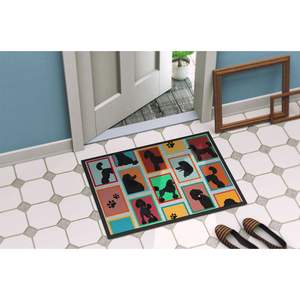 พรมเช็ดเท้าสุนัขพูเดิ้ลมาตรฐานสีดำกันลื่นในร่ม/กลางแจ้ง24ชั่วโมง X 36W พรมซักได้ขนสั้นสำหรับประตูหน้า - Product Image 4