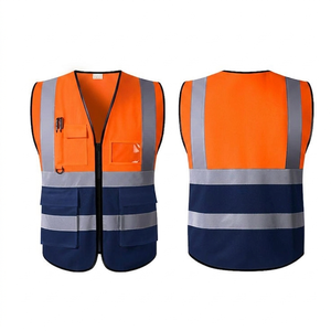 Hi Vis Winter Workwear Reflective Safety Vest Cotton Nylon LED Flash Construction reflective safety vest for <b>road</b> work at <b>night</b> - Product Image 2