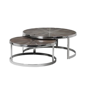 Space Efficient Metal Nesting <b>Tables</b> With Wooden Top Stackable Design Perfect Furniture Solution For <b>Small</b> Living Rooms - Product Image 3