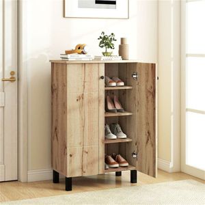 Scarpiera in legno a 4 livelli stile rustico, con struttura rimovibile e dispositivo anti-ribaltamento, organizer per scarpe da ingresso - Product Image 4