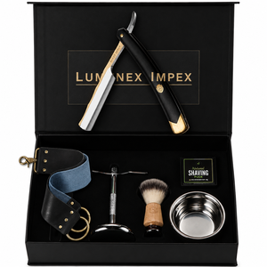 Navaja de Afeitar Recta Vintage Luminex Impex con Mango de Concha de Abulón y Acero al Carbono, Lista para Usar en Barberías y Salones - Product Image 5