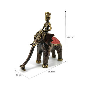 Handmade 7.2 Inch Bronze Tribal Brass <b>Elephant</b> With Rider Antiqued Animal Theme Table Decoration From India Metal Sculpture - Product Image 3