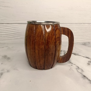 Handmade Natural Wooden Beer Mug Unique Vintage Design New 200ml 300ml 500ml Capacity Hot Beverage <b>Tankard</b> Home Hotel Restaurant - Product Image 1