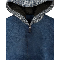 Blouson bomber en jean pour homme à capuche, patchwork à carreaux, fermeture éclair, décontracté, pour l'automne