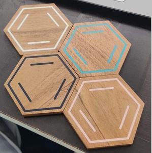 Sous-verre à thé hexagonal en résine de bois d'acacia de haute qualité Design classique meilleure finition polonaise pour la décoration de la maison sous-verre de tasse personnalisé - Product Image 6