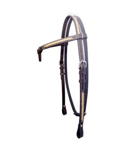 Cabezada para caballo estilo Western, ajustable, trenzada a mano, de cuero genuino, cuero crudo beige, cuero marrón con nudo Futurity, 57 - Product Image 3