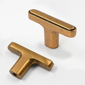 Antique Brass Cabinet Knobs <b>Drawer</b> <b>Pulls</b> Dresser Handles Hardware Metal T Knobs - Product Image 6