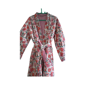 Camisón de Algodón 100% para Mujer, Acolchado, Holgado, Largo hasta la Rodilla, Manga Corta, Estampado Floral Hecho a Mano, para Primavera/Verano - Product Image 5