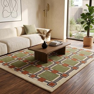 Tapis moderne à carreaux verts, moelleux et doux, pour salon, chambre, chambre d'enfant, décoration intérieure, style géométrique - Product Image 5