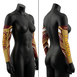 Manguitos de Fútbol Americano para Mujer, Tejido de Poliéster y Spandex de Alta Elasticidad, Paneles en Naranja, Negro y Azul, Logotipo Personalizado por Sublimación Térmica - Product Image 3