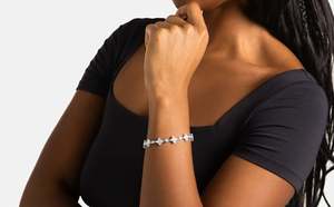 Pulsera de tenis unisex de plata de ley 925 con moissanita en forma de paz, corte brillante, engaste de garra, estilo hip-hop, para uso diario. - Product Image 2