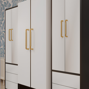 Aluminum Long <b>Cabinet</b> Handle Cresto Hexagonal Curved Pull Brass <b>Gold</b> Rose <b>Gold</b> Matt Black Wardrobe Door Hardware - Product Image 1