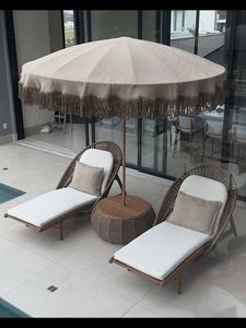 Tumbona de Madera Tejida para Exteriores, Tumbona para Piscina, Silla Reclinable para Patio con Cojín para Hotel o Villa - Product Image 2