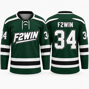 Camiseta de hockey sobre hielo F2WIN para hombre, transpirable, con cuello en V, manga larga, estampada, camiseta deportiva F2WIN verde, camiseta de hockey sobre hielo unisex - Product Image 1