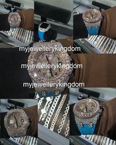 Reloj de Lujo con Correa Azul, Esfera con Números Arábigos, Movimiento Automático, Estilo Hiphop, con Diamantes Moissanite VVS, Resistente al Agua, para Hombre - Product Image 3