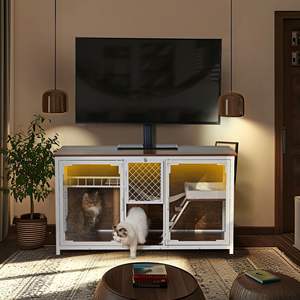 Elegante Centro de Entretenimiento y Casa para Gatos Multifuncional de Madera con Soporte para TV - Product Image 2