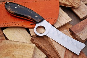 Cowboy Bull Cutter Utility Knife Handmade Full Tang Stainless 12c27 Steel Fixed Blade Industrial Grade Pancake Leather Sheath - Product Image 5