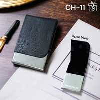 Porte-cartes de visite simple en acier avec revêtement PVD de qualité supérieure, en similicuir de qualité supérieure, prix imbattable, haute qualité