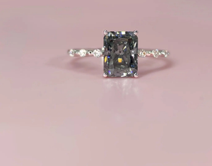 925 Sterling Silver Ascher Cut Moissanite Diamond <b>Ring</b> Beautiful Gift For Woman Engagement & Wedding - Product Image 1