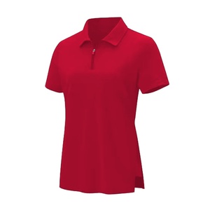 Polo rojo de manga corta personalizado para mujer, tops de golf con cremallera, ropa deportiva activa, ropa deportiva informal, de secado rápido, transpirable, para fitness. - Product Image 1