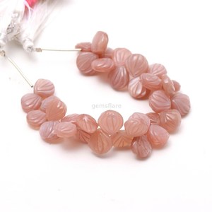 Cuentas de Piedra Lunar Melocotón Natural Talladas a Mano de 9-10MM, Perforadas Lateralmente, Cuentas Sueltas de Piedra Lunar Melocotón para Joyería - Product Image 2