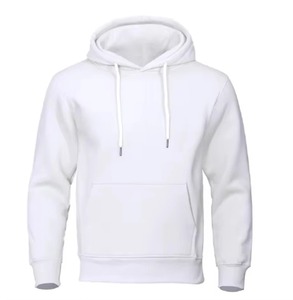 Sudadera con Capucha Blanca para Hombre, Corte Regular, Felpa de Algodón, Casual, Manga Larga, con Bolsillo, para Otoño - Product Image 1