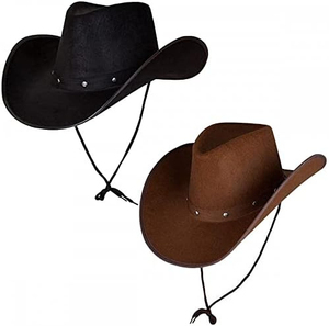 Chapeau de cowboy en similicuir et fausse fourrure pour l'été, le camping et les activités de plein air - Product Image 1
