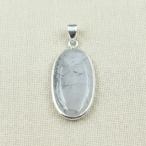 <b>Top</b> Quality Black Rutile Quartz Oval Pendant 925 Silver <b>Rose</b> Gold Yellow Gold Plated Handmade Gemstone Jewelry Minimalist Design - Product Image 4