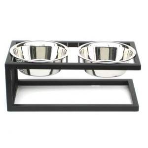 Accesorios, estación de alimentación de diseño para mascotas, soporte para tazón de mascotas con acabado dorado, solución de alimentación elevada para mascotas, tazón de cerámica moderno para perros - Product Image 1